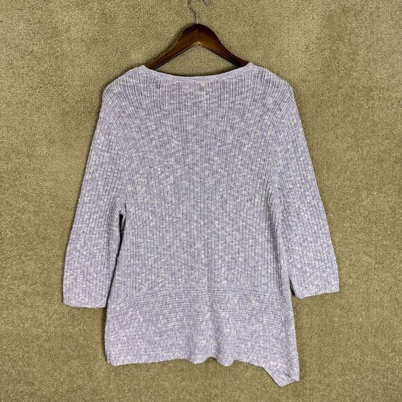 Pure J Jill Tunic Sweater Womens Large Purple Ribbed Knit 3/4 Sleeve Asymmetric - Picture 8 of 9